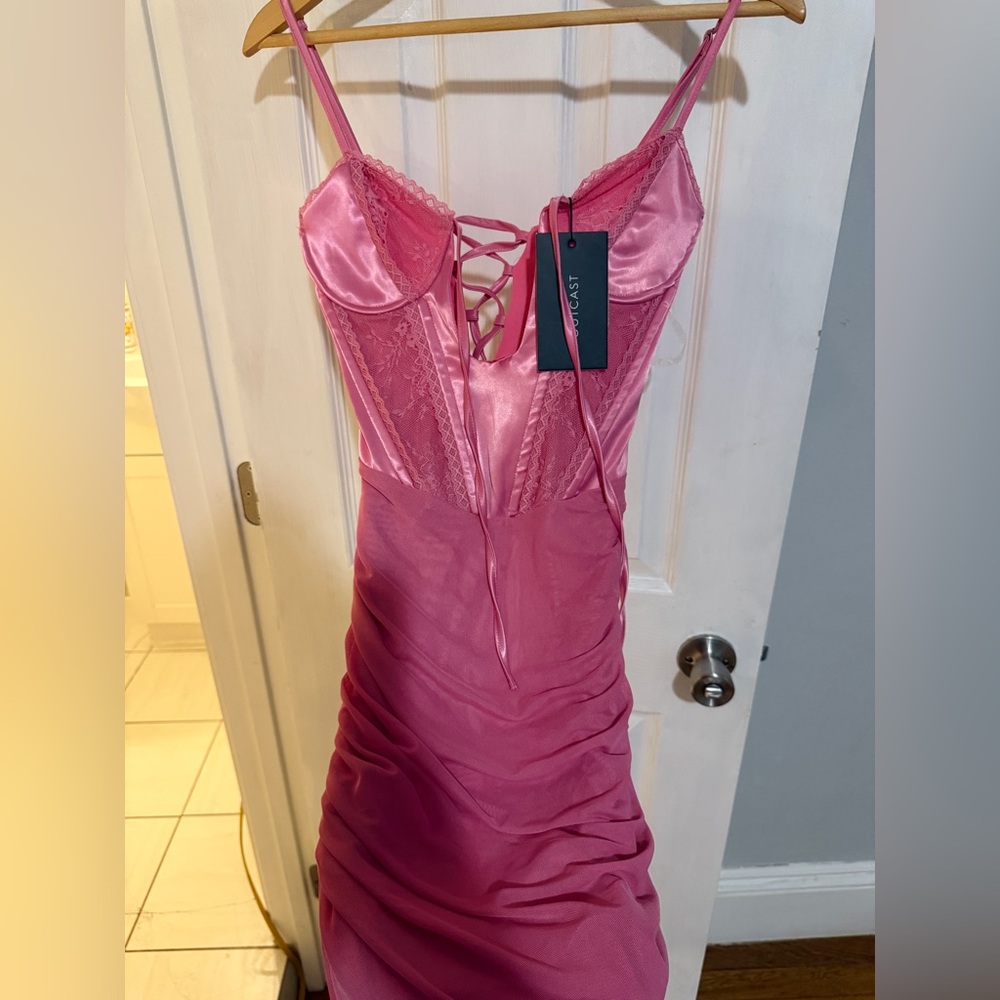 Outcast Pink Lace Corset Lace Dress